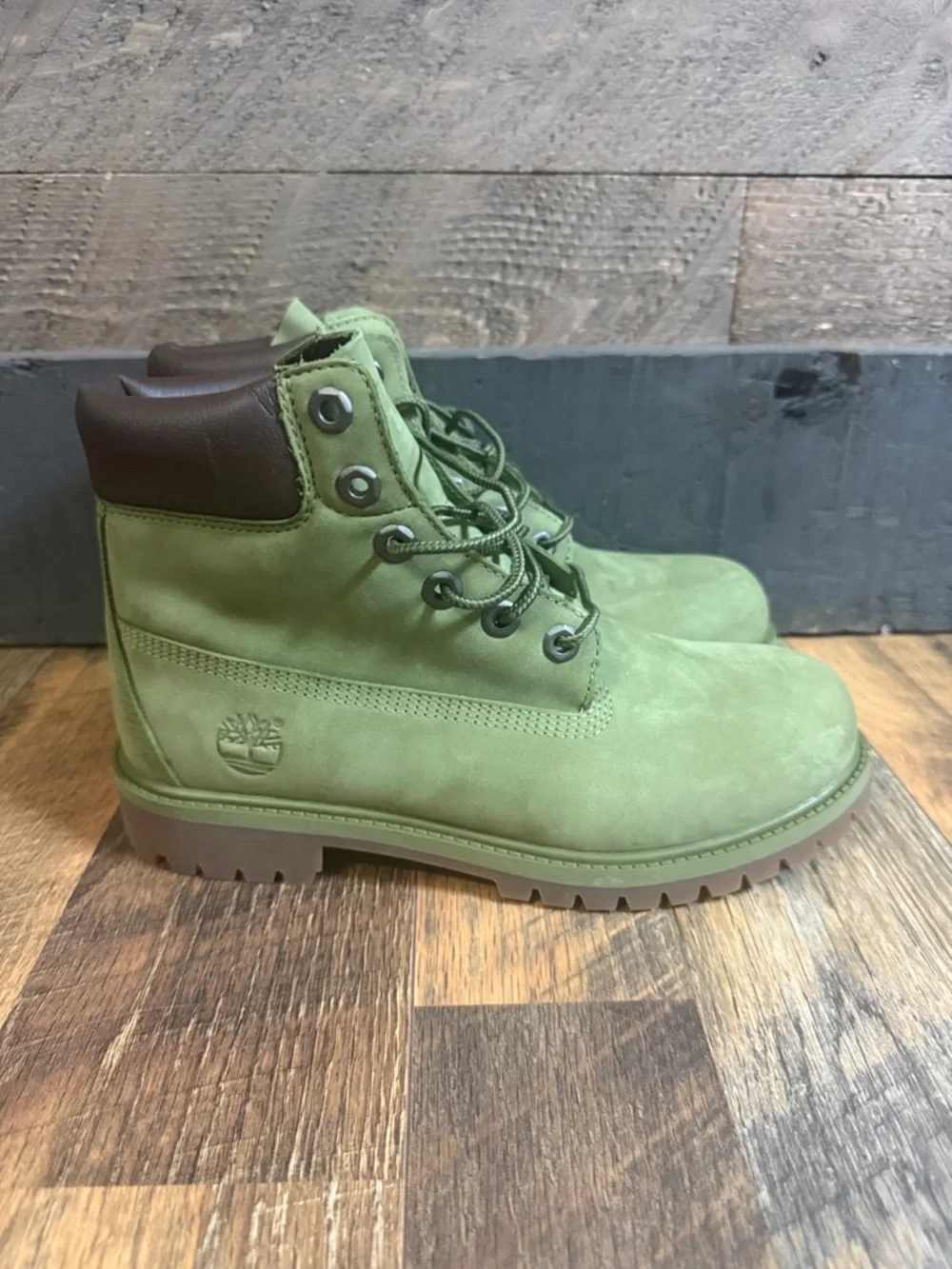 Timberland 6” Premium Waterproof Boots Olive Green - Juniors 6 - Picture 6 of 9